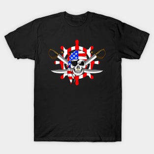 Skull Pirate Patriotic Skeleton T-Shirt